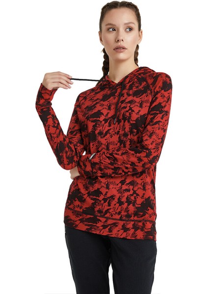 Kadın Termal Kapşonlu Sweatshirt 2. Seviye 6194 - Kırmızı