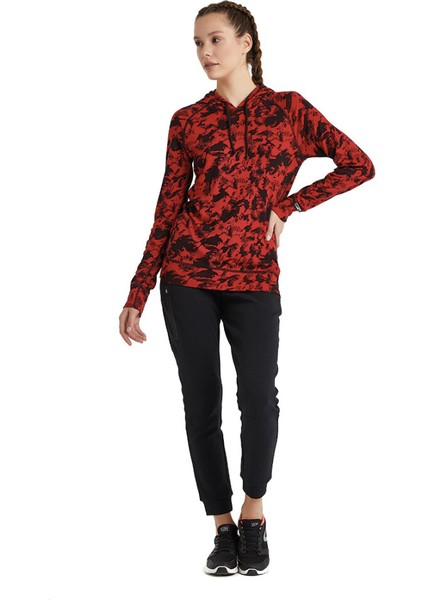 Kadın Termal Kapşonlu Sweatshirt 2. Seviye 6194 - Kırmızı fırsatları