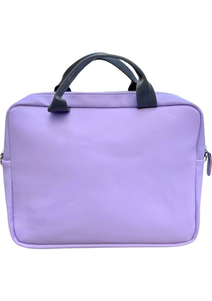 15.6" Askılı Laptop Evrak ve Macbook Çantası 39X30X4 Cm.düz Desen Vegan Deri Lila fiyatları