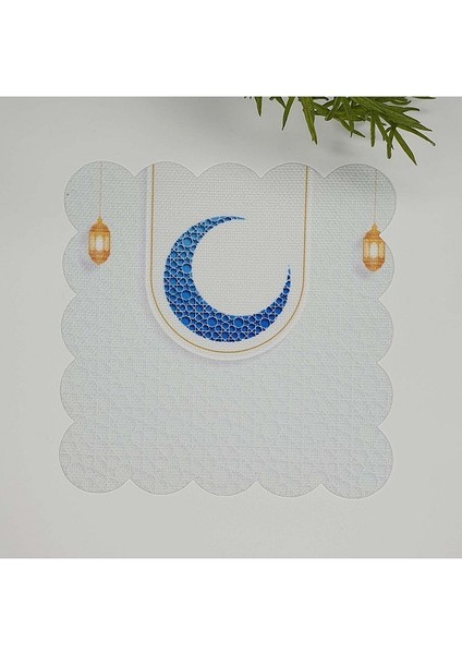 Islami Motifli Mavi Hilal Desenli Kumaş Kokteyl Peçetesi 1 Adet