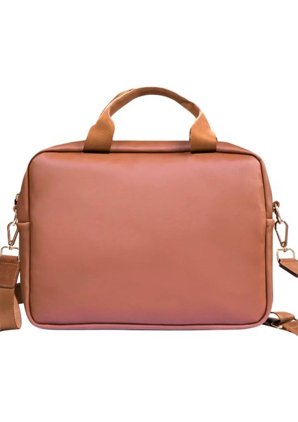 15.6 Inç Laptop Evrak Çantası, Macbook Pro Air 39X30X4 cm Etnik Şal Desen Vegan Deri Taba fiyatları