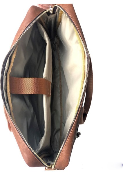 15.6 Inç Laptop Evrak Çantası, Macbook Pro Air 39X30X4 cm Etnik Şal Desen Vegan Deri Taba modelleri