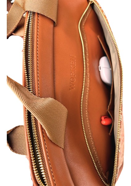 15.6 Inç Laptop Evrak Çantası, Macbook Pro Air 39X30X4 cm Etnik Şal Desen Vegan Deri Taba fırsatları