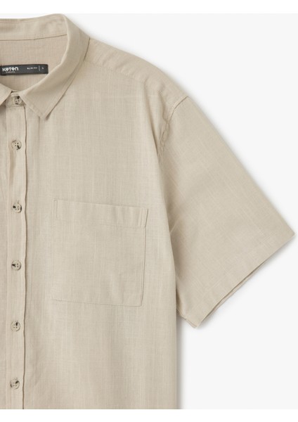 Kısa Kollu Pamuklu Cep Detaylı Slim Fit Gömlek fırsatları
