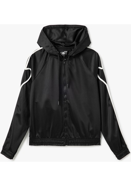 Kapüşonlu Şerit Detaylı Fermuarlı Spor Sweatshirt modelleri