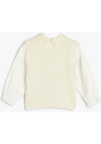 Triko Kazak Fırfır Yaka Detaylı Çiçek Işlemeli fiyatları