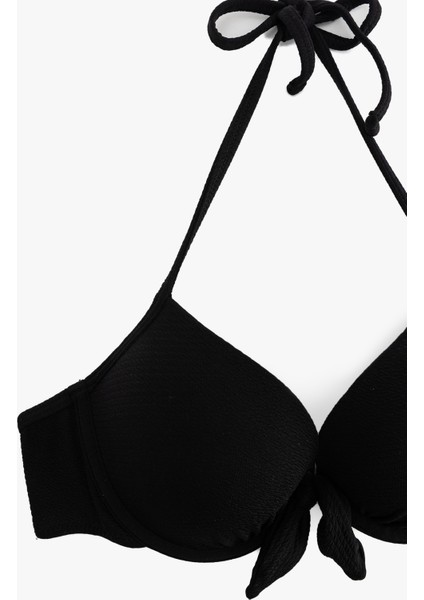 Push-Up Kalp Yaka Fiyonklu Bikini Üstü