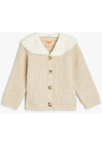 Basic Triko Hırka Bebe Yaka Düğme Detaylı