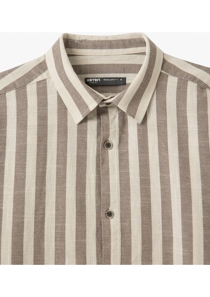 Düğmeli Pamuklu Klasik Uzun Kollu Çizgili Gömlek modelleri