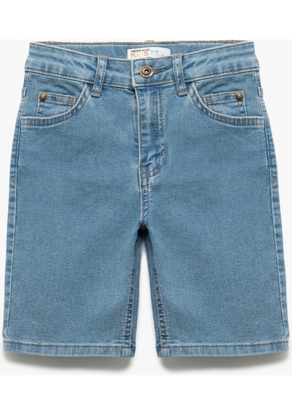 Pamuklu Cep Detaylı Slim Fit Denim Şort