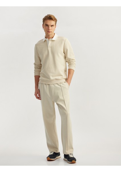 Pamuklu Cep Detaylı Nervürlü Beli Bağcıklı Eşofman Altı