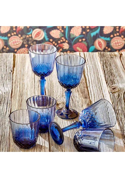 Marin Colore Kesme Kadeh 6'lı Mavi (310 cc)