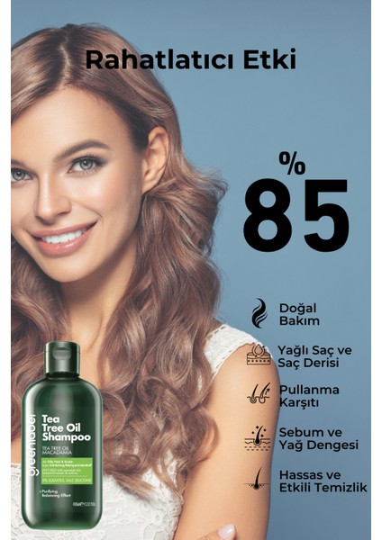 Çay Ağacı ve Makademya Özlü Tuzsuz Parabensiz Sülfatsız ve Silikonsuz DökülmeKarşıtı Şampuan 400 ML indirimleri