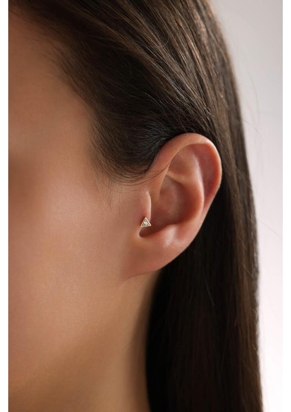 Altın Taşlı Üçgen Piercing