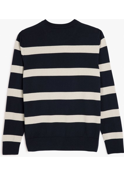 Uzun Kollu Pamuk Karışımlı Bisiklet Yaka Çizgili Triko Kazak fiyatları