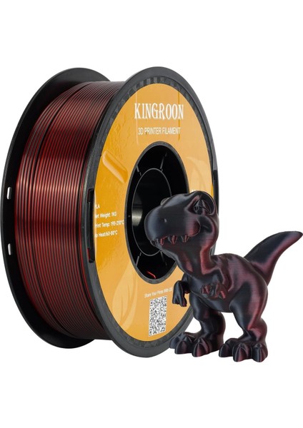 Çift Renk Silk PLA Filament - Siyah & Kırmızı - 1.75MM - 1kg