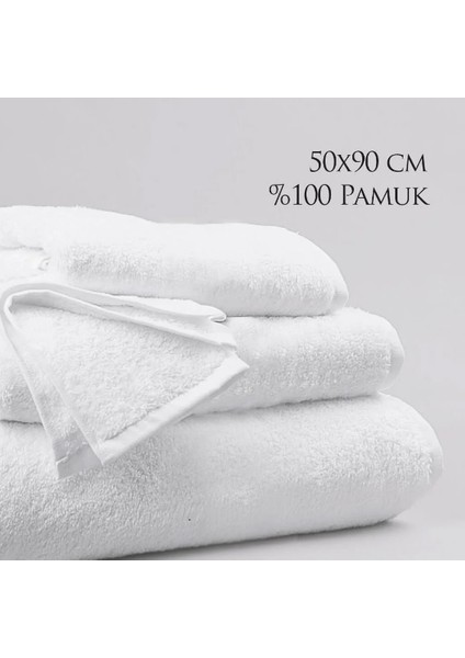 2 Adet Pamuk 230 Gr. Beyaz Otel Tipi El Yüz Havlusu 50 x 90 cm