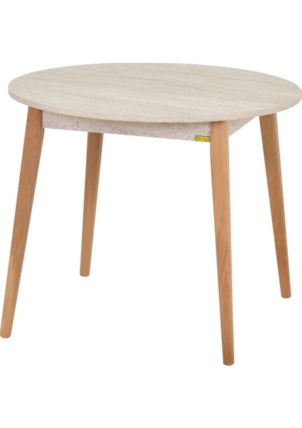 Avanos Yuvarlak Sabit Mdf Traverten Mutfak Masası - Q90 cm