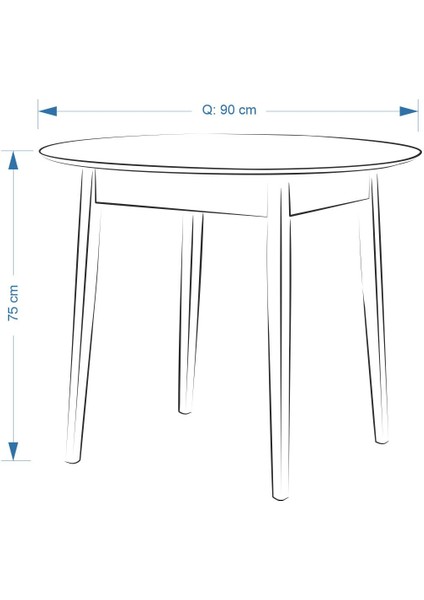 Avanos Yuvarlak Sabit Mdf Traverten Mutfak Masası - Q90 cm