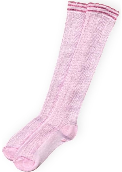 Kız Çocuk Desenli Diz Altı Çorap M00709