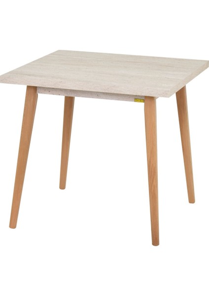 Avanos Sabit Mdf Traverten Kare Ahşap Mutfak Masası - 80X80 cm