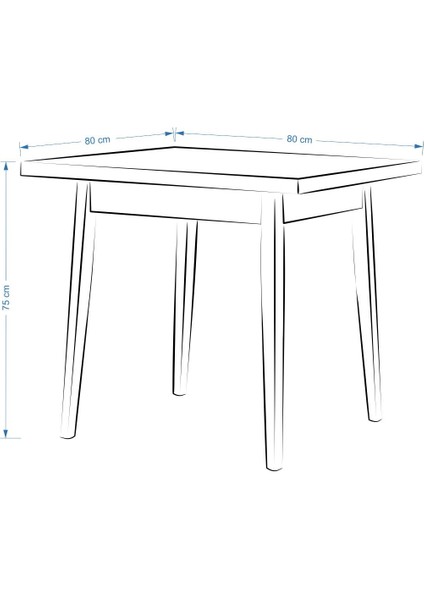 Avanos Sabit Mdf Traverten Kare Ahşap Mutfak Masası - 80X80 cm