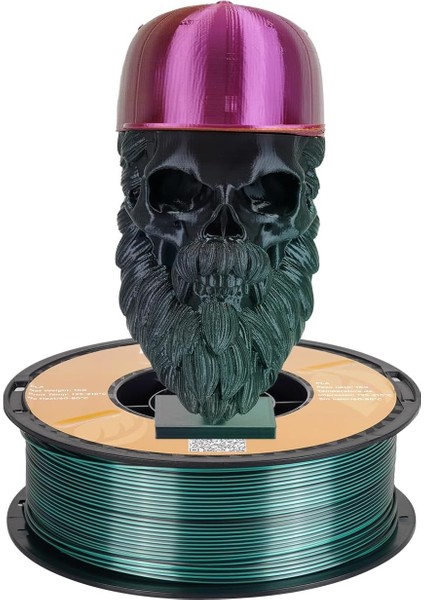 Çift Renk Silk PLA Filament - Siyah & Yeşil - 1.75MM - 1kg