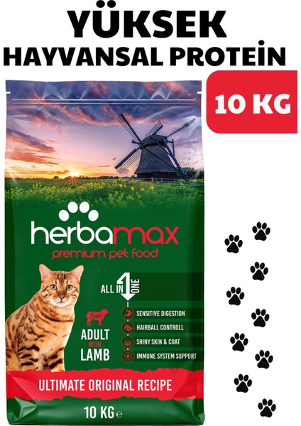 Ekstra Protein Destekli Kuzu Etli Yetişkin Kedi Maması 10kg