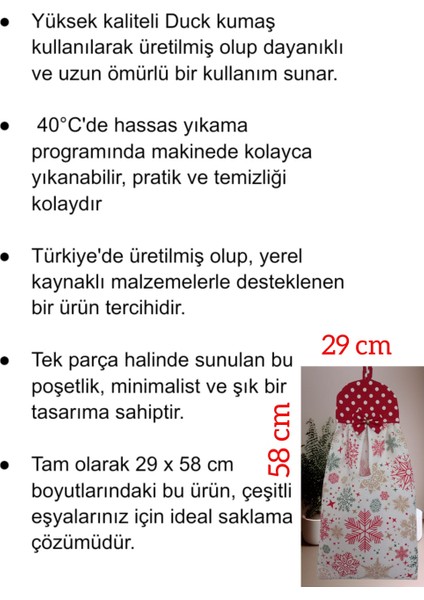 Kırmızı Kar Taneli Poşetlik: Poşet Düzenleyici, Mutfak, Karavan, Kamp, Outdoor modelleri