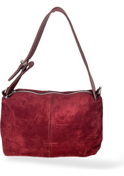 Kadın Hakiki Süet Deri Bordo Renkli El ve Omuz Çantası fiyatları