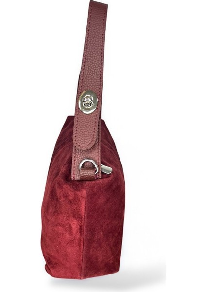 Kadın Hakiki Süet Deri Bordo Renkli El ve Omuz Çantası modelleri