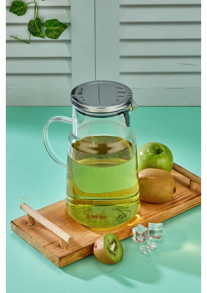 2 Litre Gümüş Kapaklı Borosilikat Cam Sürahi - Şık ve Sağlıklı Tasarım indirimleri