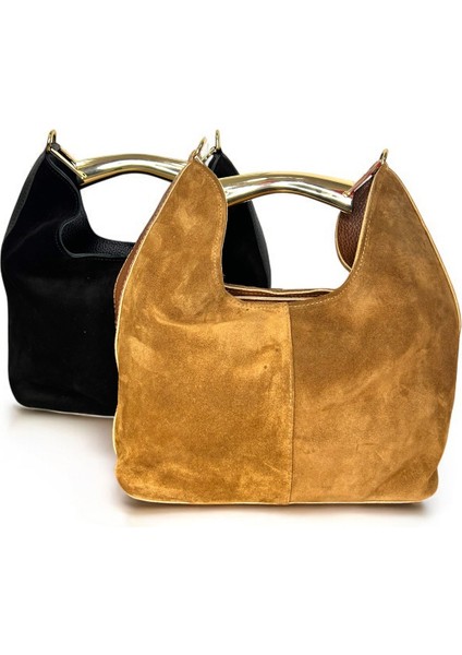 Hakiki Süet Deri Metal Tutma Saplı Bordo Renkli Kadın El ve Omuz Çantası indirimleri