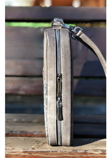 Organizer Deri Tablet Kılıf iPad Kılıf, 11" Inç, Gri Şal Desen Baskılı Organizer Vegan Deri fırsatları
