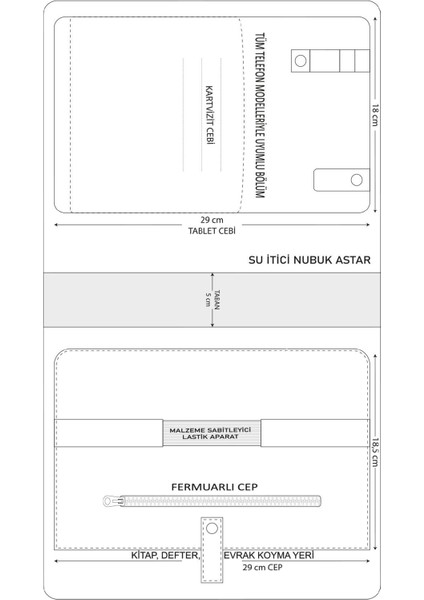 Organizer Deri Tablet Kılıf iPad Kılıf, 11" Inç, Gri Şal Desen Baskılı Organizer Vegan Deri indirimleri
