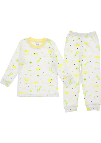 Pamuklu Çocuk Pijama Takımı Hayvan Figürlü Desen