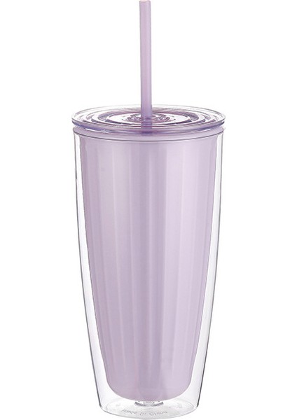 Yaratıcı Su Dağı Çift Katmanlı Plastik Pipetli Dak Sıcak Su ile Doldurulabilir Pipetli Öğrenci Su Dağı Büyük Kapasite (Yurt Dışından)