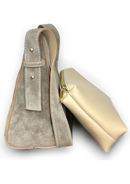 Kadın Hakiki Süet Deri Gri Renkli El ve Omuz Çantası fiyatları