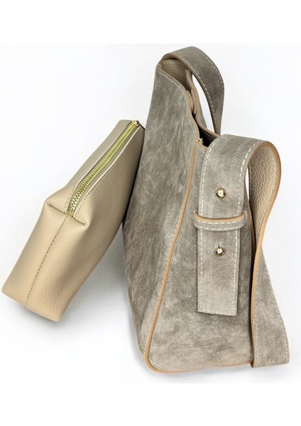 Kadın Hakiki Süet Deri Gri Renkli El ve Omuz Çantası fırsatları