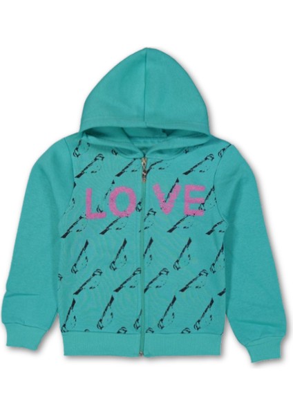 Kız Çocuk 3 Ip Şardon Kabartmalı Love Yazılı Sweatshirt