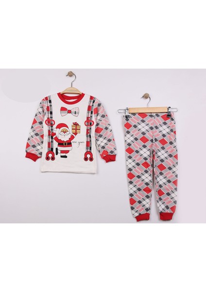 Erkek Çocuk Noel Baba Desenli Pamuklu Pijama Takımı
