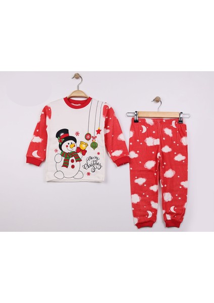 Erkek Çocuk Kardan Adam Desenli Pamuklu Pijama Takım