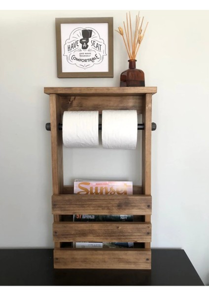 Banyo Düzenleyici Raf Ahşap Tuvalet Kağıtlık Banyo RAFI(WDN-060)