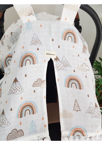 Bulut Gökkuşağı Ponponlu Puset Örtüsü fiyatları