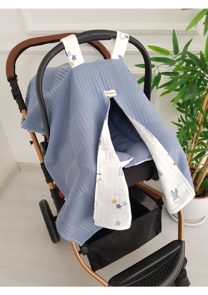 Müslin Pike Çift Kat Puset Örtüsü, Minderli Bebek Çift Kat Kışlık Puset Örtüsü, %100 Pamuklu fırsatları