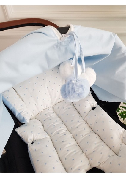 Ponponlu Çift Taraflı Fermuarlı Bebek Puset Örtüsü ve Çift Taraflı Bebek Puset Minderi modelleri