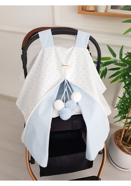 Ponponlu Çift Taraflı Fermuarlı Bebek Puset Örtüsü ve Çift Taraflı Bebek Puset Minderi fırsatları