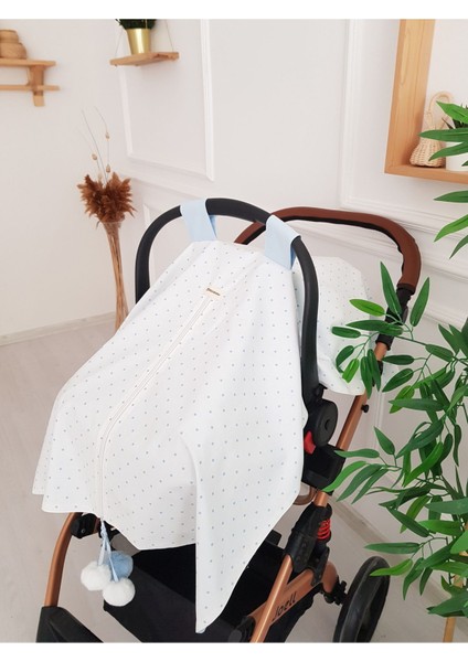 Ponponlu Çift Taraflı Fermuarlı Bebek Puset Örtüsü ve Çift Taraflı Bebek Puset Minderi indirimleri