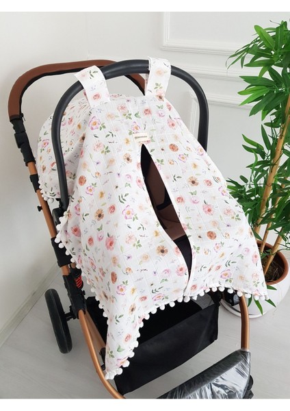 Çiçekli Ponponlu Puset Örtüsü