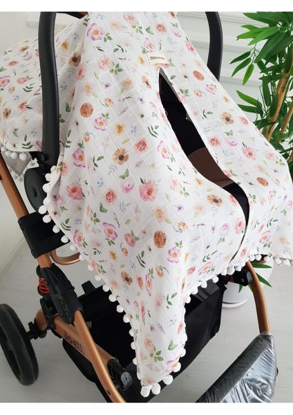 Çiçekli Ponponlu Puset Örtüsü modelleri